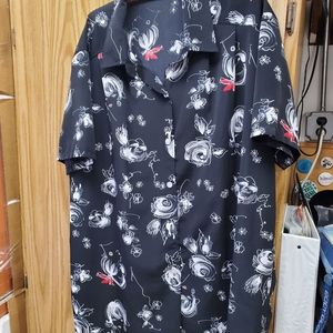 Black printed long length blouse